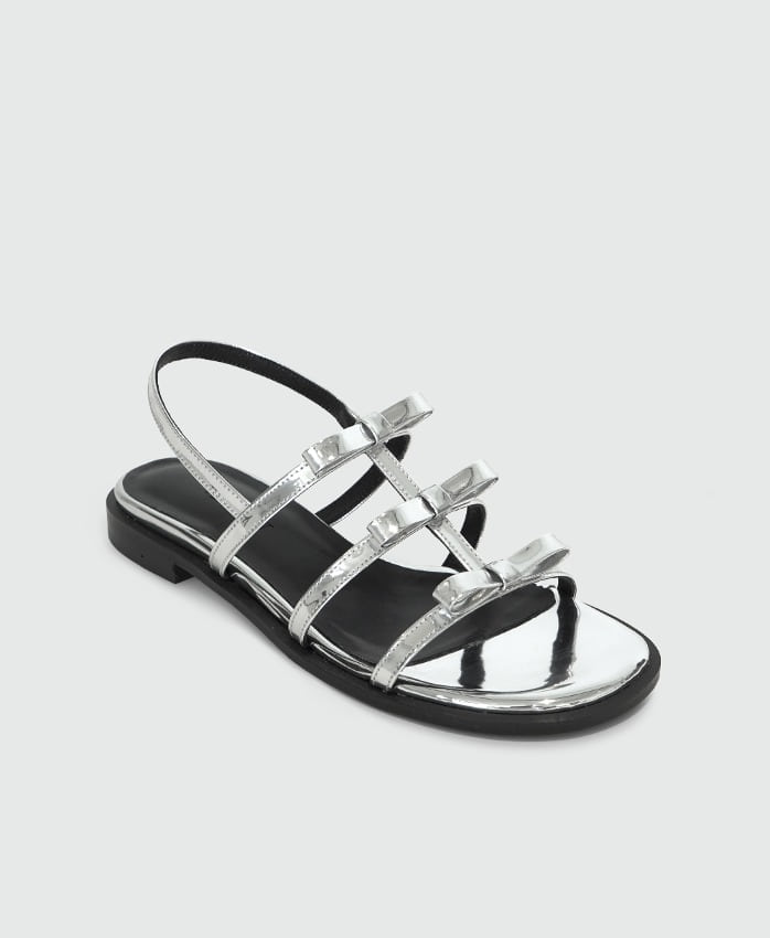 [바로배송15%할인] 3Ribbon (W round) strap Sandal Silver