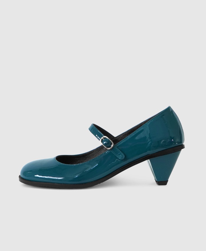Round Strap Pumps peacock Green